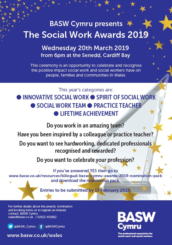 basw cymru presents the social work awards 2019 team spirit awards